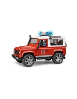 Bruder 02596 Land Rover Defender Brandweerauto Met Brandweerman (1:16) + Licht- En Geluidsmodule