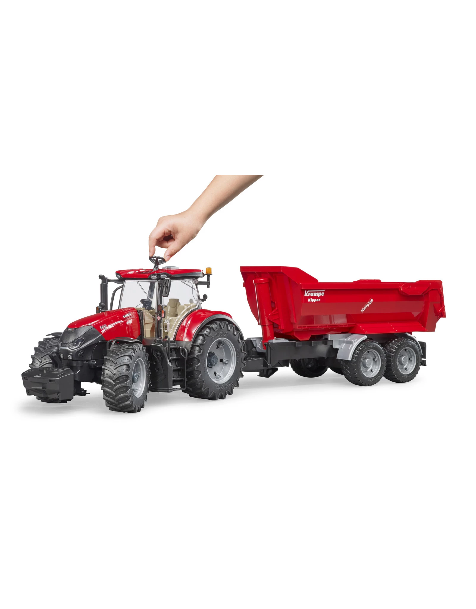 Bruder 03199 Case IH Optum 300CVX Met Krampe Tandem Halfpipe Aanhanger (1:16) - Afbeelding 2