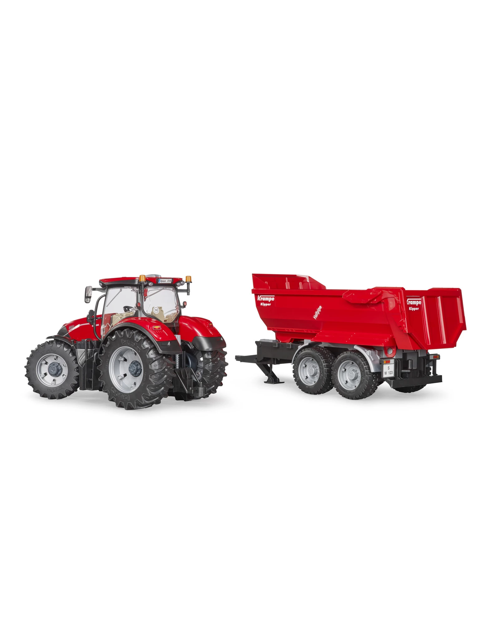 Bruder 03199 Case IH Optum 300CVX Met Krampe Tandem Halfpipe Aanhanger (1:16) - Afbeelding 3