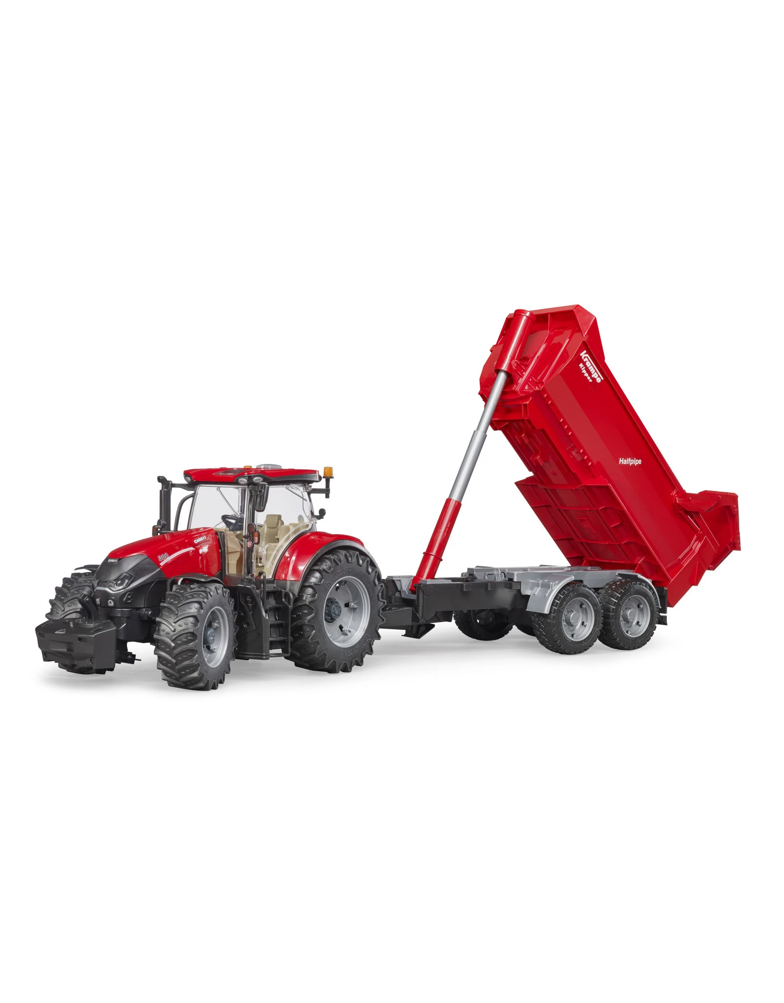 Bruder 03199 Case IH Optum 300CVX Met Krampe Tandem Halfpipe Aanhanger (1:16) - Afbeelding 5