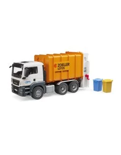 Bruder 03762 MAN TGS Vuilniswagen Met Achterlader, Oranje (1:16)