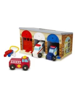Melissa & Doug Melissa&Doug 14580 Houten Garage Met Sloten En 3 Reddingsvoertuigen