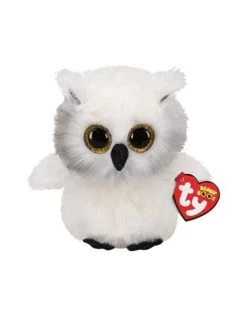 Ty Beanie Boo's Austin De Wit/grijze Uil 15 Cm